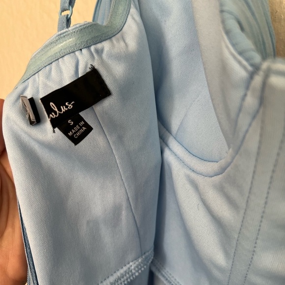 NWOT Admirable Elegance Light Blue Pleated Bustier Maxi Dress - Picture 9 of 10